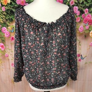 Fred David Off Shoulders Floral Top Size Large P.